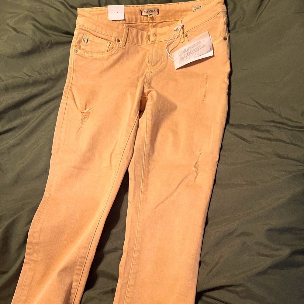 Dear John Playback Cuffed Straight Denim in Mellow Yellow